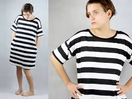 Black And White Women S Clothing Tricot Dress With Pockets And Stripes Black And White Women S Clothing T Shirt Dress 100 Cotton By Themotekshop On Shirt Dress Clothes For Women T Shirt Dress