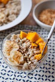 Recipe Breakfast Barley Bowl With Mango Coconut And Banana Recipe Barley Breakfast High Fiber Breakfast Recipes