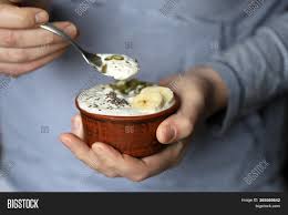 This keto chia pudding is low in net carbs because we use a fiber rich base and no added sugar. Male Hands Hold Bowl Image Photo Free Trial Bigstock