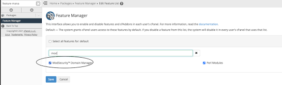 Locating ModSecurity settings in cPanel, AI generated