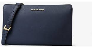 Michael kors signature jet set large signature messenger crossbody bag. Michael Michael Kors Jet Set Large Saffiano Leather Convertible Crossbody Bag In Blue Lyst