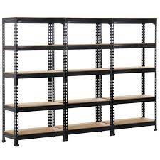 5 Tier Adjustable Storage Rack Shelf Garage Steel Metal Storage Metal Storage Rack 3pcs Walmart Com Garage Shelving Units Garage Shelving Metal Storage Racks