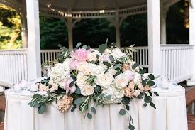 Sweetheart Table Flowers Peonies Blush Pink And Ivory Eucalyptus And Olive Branches L Sweetheart Table Flowers Wedding Flowers Wedding Flower Inspiration