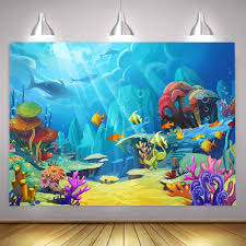 Underwater themed bedroom decorating ideas. Buy Under The Sea Backdrop Ocean Coral Little Mermaid Background For Theme Party Baby Shower Photo Booth Banner Birthday Party Cake Table Decoration 7x5ft Lqm001 Lelez Online In Turkey B08mkjgz3d