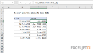 Excel Formula Convert Unix Time Stamp To Excel Date Exceljet