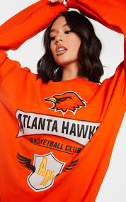 Orange Atlanta Hawks Printed Sweatshirt ...