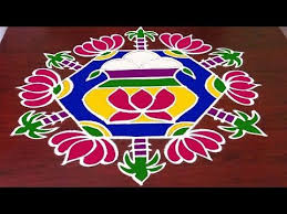 Latest Colourful Bhogi Kundalu Muggulu 9 5 Middle Dots Pongal Pot Rangoli Fashion World Youtube Rangoli Designs