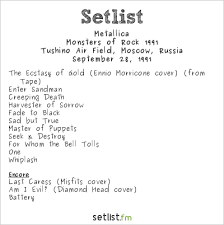 In the tushino airfield in moscow, during the implosion of the soviet union. Metallica Setlist Tushino Air Field Moscow Russia 1991 Monsters Of Rock 1991 Widgets Setlist Fm