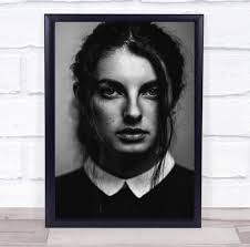 Portrait Cloth Grain Grainy Face Woman Model Eye Fabric Wall Art Print