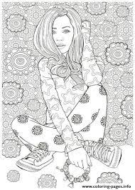 I am a professional line art expert, coloring page. Woman Hard Adult Detailed Model Illustration Coloring Pages Printable