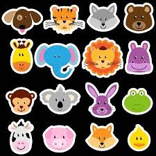 Vector Zoo Animal Etiqueta Collection Animal Faces Animal Clipart Clip Art
