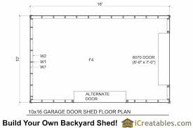 10x16 Shed With Garage Door Floor Plan Shed Plans Garage Doors Floor Plans