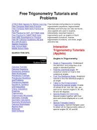 Free Trigonometry Tutorials And Problems Pdf Trigonometric Functions Trigonometry