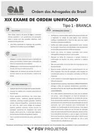 Análise da última prova oab 2ª fase: Caderno Tipo 1 Xix Exame Alterado Fgv Oab