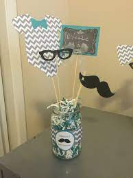Little Man Themed Baby Shower Centerpieces Mustache Baby Shower Baby Shower Themes Lil Man Baby Shower