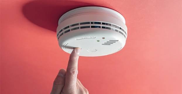 Smoke detector installed on a ceiling