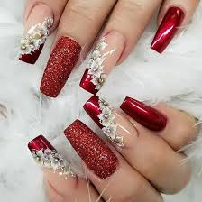 Así que no lo dudes. Regrann From Naylacutenails Regrann Unas Acrilicas Rojas Manicura De Unas Unas De Gel Navidenas