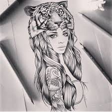 Art Illustration Riklee Tattoo Tattooart Tattoos Wolf Girl Tattoos Girl Tattoos Head Tattoos
