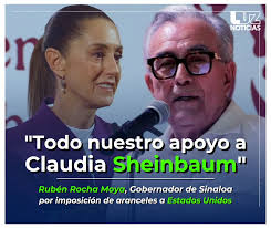 🗣El Gobernador de #Sinaloa, Rubén Rocha Moya respaldó a la Presidenta de  #México, Claudia Sheinbaum, en la imposición de #aranceles a Estados  Unidos. 🔗Link en comentarios👇🏻