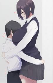 Boob hug anime