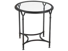 A round top and bottom shelf are accentuated by gently flared legs for a look that is graceful and timeless and. Uttermost Samson 24 Round Glass Black End Table Ut24469