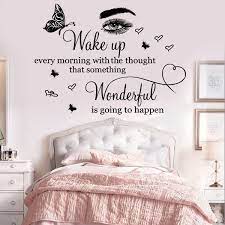 Buy from the wide range of abstract, floral, botanical, religious, birds, cartoons and more types of wall declas & sticker wall stickers price starts from inr 299 Amazon Com Wall Decor Wall Stickers Saying Wake Up Every Morning With The Thought That Something Wonderful Is Going To Happen Wall Quotes Good For Bedroom Living Room Home Decals Kitchen Dining