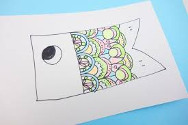 マンダラ風のウロコがおしゃれなこいのぼりの書き方を紹介します こどもはもちろん 大人も夢中になっちゃうかも マンダラ 塗り絵 塗り絵 工作