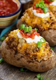 Double Stuffed Taco Potatoes And A Giveaway Recipe Baked Potato Recipes Recipes Food