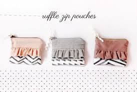 ruffle zipper pouch with geometric stitching tutorial diy pouch no zipper diy zip pouches pouch tutorial