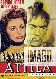 Sophia Loren & Anthony Quinn German Film Poster Characters: Honoria, Attila  Film: Attila The Hun