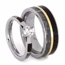 Matching Dinosaur Bone And Meteorite Wedding Ring Set 2132 Wedding Ring Sets Unique Meteorite Wedding Rings Wedding Ring Sets