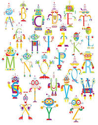 You have individual robots or can make 3 big ones. Nursery Robots Art Print Instant Download Alphabet Digital Poster Children 39 S Art Wall Alphabet Robot Robot Art Print Alphabet Poster Lettering Alphabet
