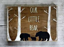 Our Little Bear Sign Woodland Nursery Decor Woodland Sign Etsy Cabin Nursery Rustic Nursery Decor Rustic Nursery Signs