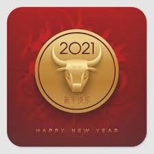 Chinese New Year Of Ox 2021 Golden Bull Red Square Square Sticker Zazzle Com In 2020 Chinese New Year Newyear Asian New Year