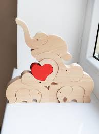 Big Animals Family Wooden Elephants Family Puzzle Toy Wooden Etsy In 2020 Wooden Elephant Wooden Puzzles Wooden Toys