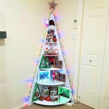 How To Make A Corner Christmas Tree Shelf Diy Corner Christmas Tree Wall Christmas Tree Christmas Tree