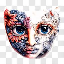 Download Masquerade Mask with Roses and Floral Elements PNGs Online