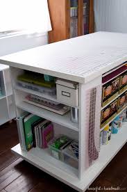 Upcycled Bookcase Rolling Work Table Craft Room Tables Craft Tables With Storage Cheap Bookcase