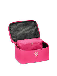 pink quilted cosmetic makeup bag case
