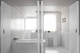 It has a classic white landscape with shades of gray flowing throughout it. Best 60 Modern Bathroom Marble Walls Marble Floors Design Photos And Dwell