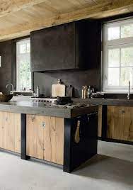 industriele keuken met combinatie van hout en beton cuisine bois cuisines deco amenagement cuisine