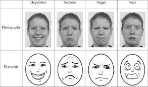 Now draw a vertical line that separates the face in half and make sure either size are about the same width. Figure Photographs And Drawings Used For Each Emotion Download Scientific Diagram