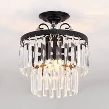 See more ideas about semi flush ceiling lights, ceiling lights, semi flush. 3 5 Lights 2 Tiers Semi Flush Mount Lighting Vintage Style Clear Crystal Ceiling Light Fixture In Black Gold Beautifulhalo Com