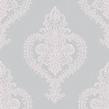 You will find a range of grey damask wallpaper available from i love wallpaper. Grandeco Adalyn Blush Grey Damask Mica Effect Embossed Wallpaper Diy At B Q
