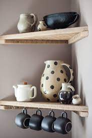 A cook saves time on looking for items. Pin By Lisa Destefano On Home Wood Corner Shelves Kitchen Wall Shelves Diy Corner Shelf