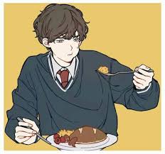 Anime Male Eating Grub Brown Hair Character Art Boy Art Anime Guys