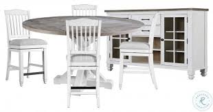 5 out of 5 stars. Davies Distressed White And French Gray 46 Round Extendable Counter Height Dining Table From Wallace Bay Coleman Furniture