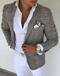 Black And White Checkered Jacket Mens Pinterest Restorationx Black And White Plaid Jacket With Button Down White Shirt And White Jeans Menswear Men Menswear Mens Outfits Mens Fashion Suits