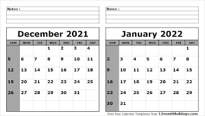 December 2021 January 2022 Calendar Printable 2020 Calendar Template Calendar Template Calendar Printables