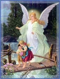 Guardian Angel Watching Children Crossing Broken Bridge Over The Stream Angel Posters Guardian Angel Pictures Angel Art